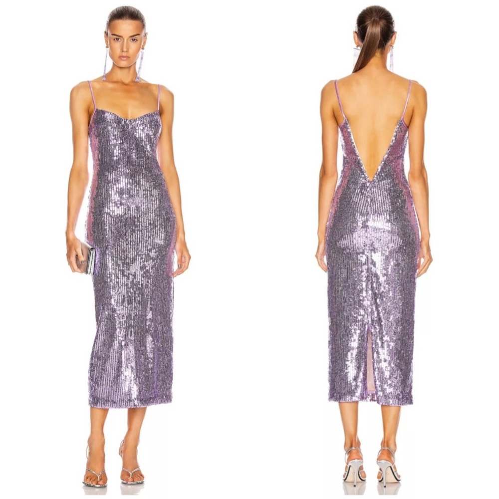 INCREDIBLE! NWT “Galvan London” Berlin Bustier Sequined Dress in Purple! Size 6